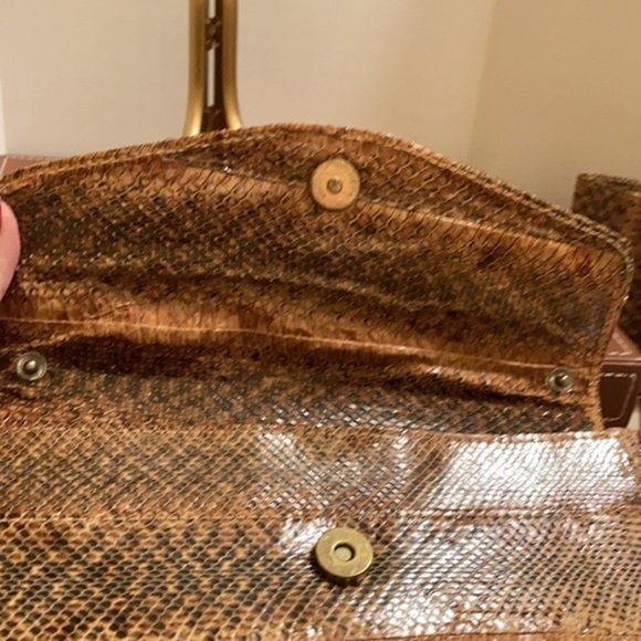 Snakeskin convertible clutch and matching wallet